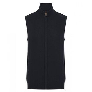 Henbury Mens Zip Front Sleeveless Sweater / Navy